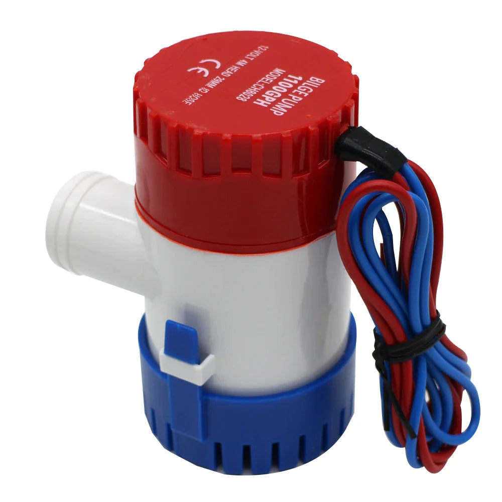 1100GPH 12V Pompe à eau de puisard de cille submersible marine électrique pour tuyau de bateau 3/4"