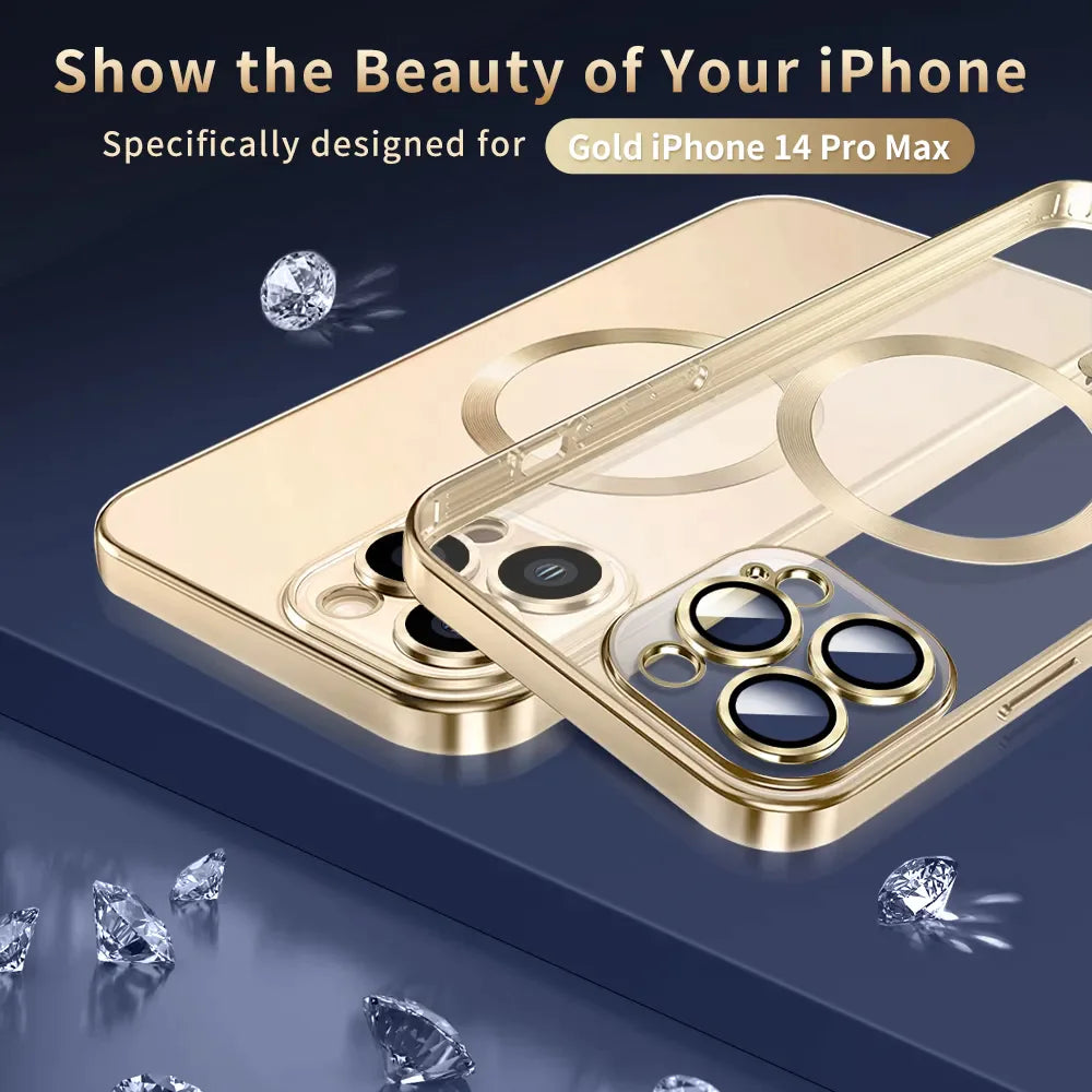 Pour Apple iPhone 14 13 12 11 Pro Max Case Mag Safe Couverture de l'objectif magnétique de l'appareil photo