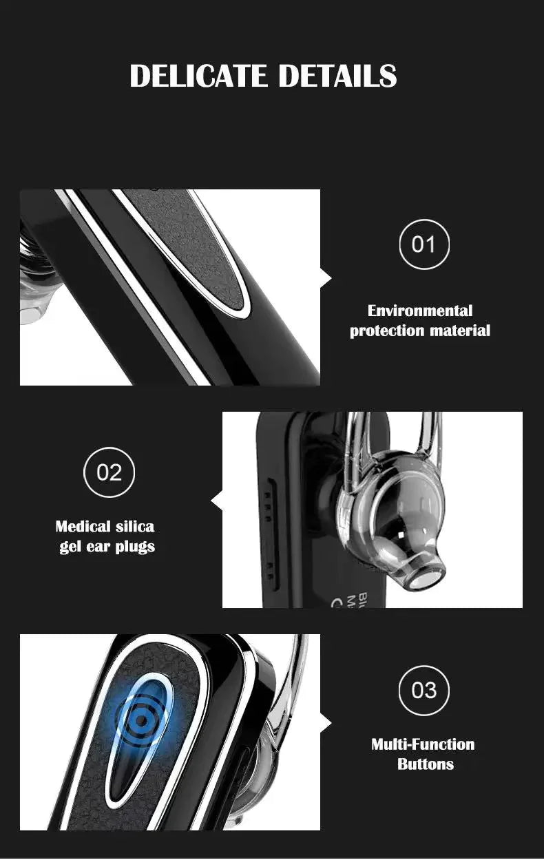 Écouteur Bluetooth Sans Fil Mains Libres Casque Casque Casque Microphone