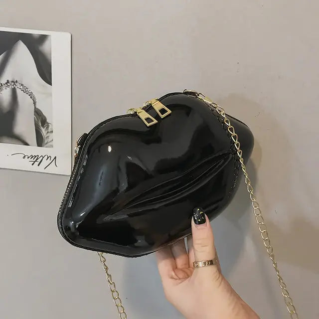Mini sacs pour femmes 2023 New Fashion All-match Women's Shoulder Bag PU Solid Color Zipper Crossbody Patent Leather Lip Chain Bag