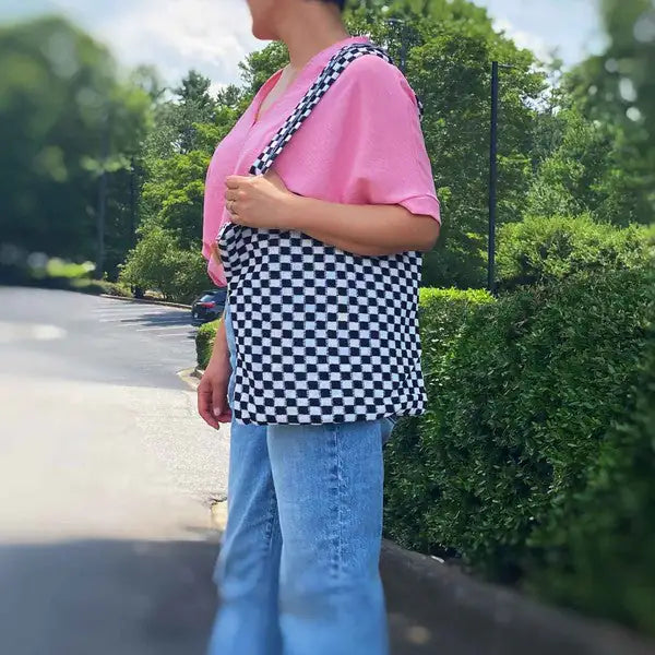 Sac fourre-tout à carreaux