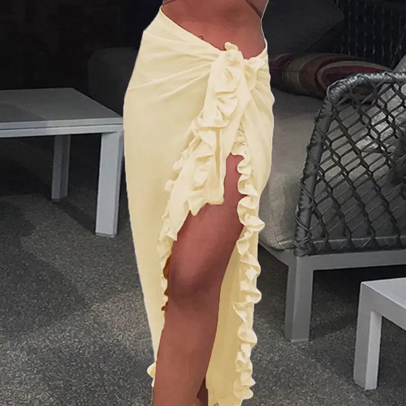 Robe portefeuille sarong de plage en mousseline de soie