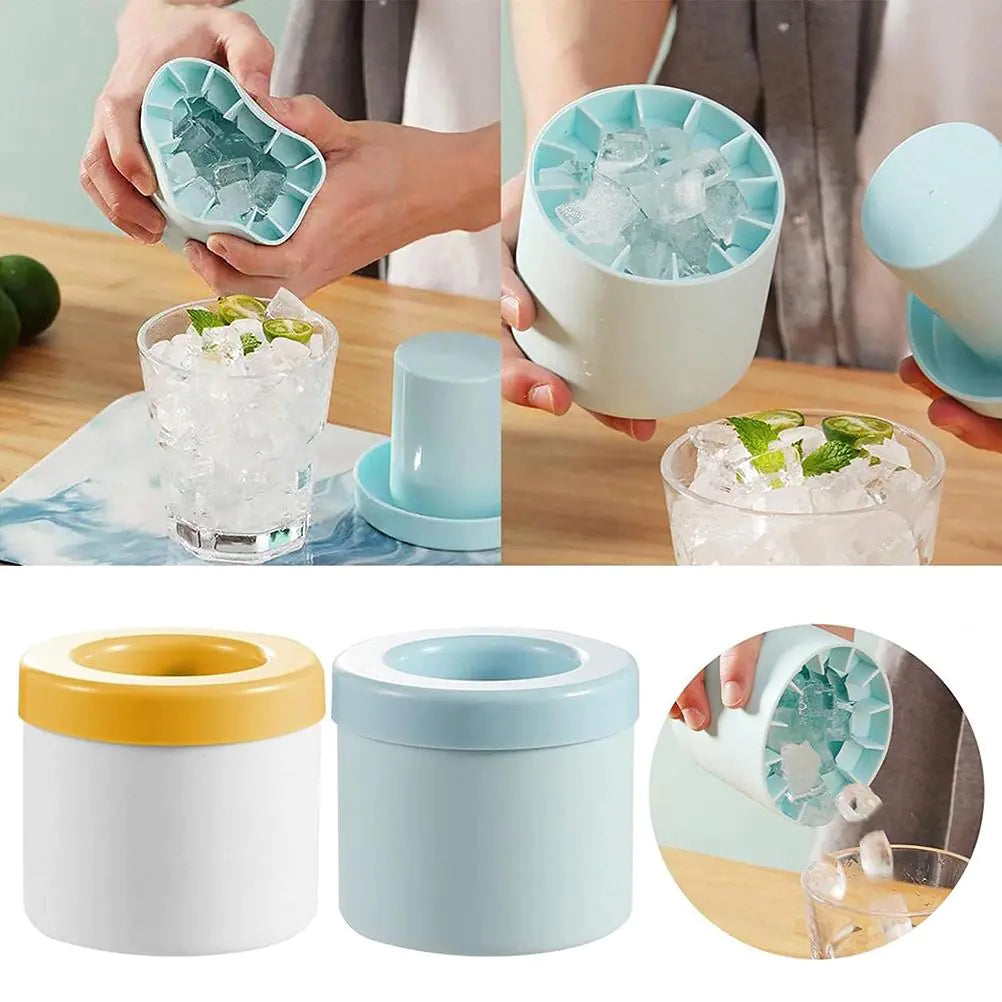 Seau de machine à glaçons portable à cylindre en silicone