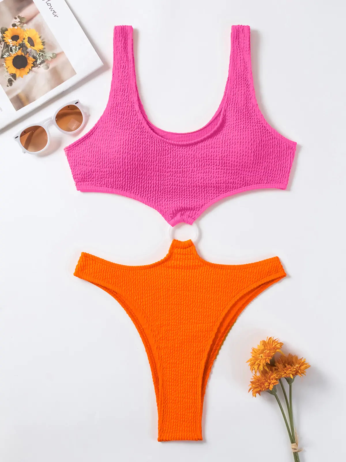 Maillot de bain taille haute texturé