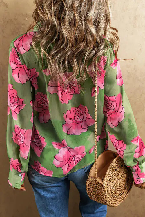 Chemise à manches longues rose-