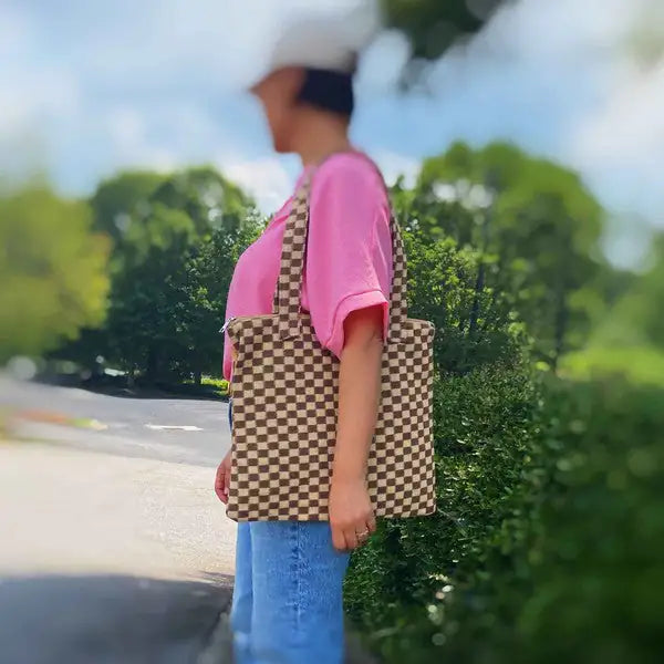 Sac fourre-tout à carreaux