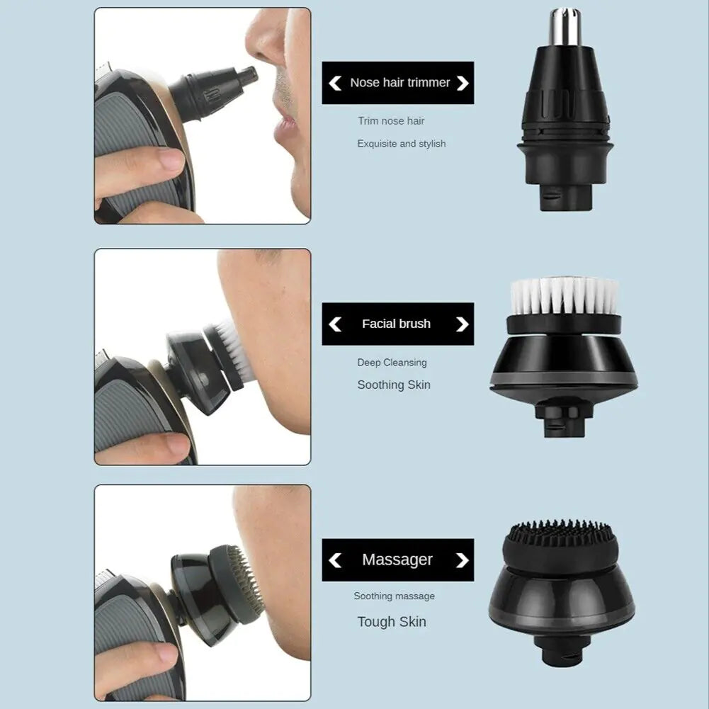 Rasoir électrique rotatif 5-en-1 4D Rechargeable Tête chauve Cheveux Tondeuse à barbe Rasoir
