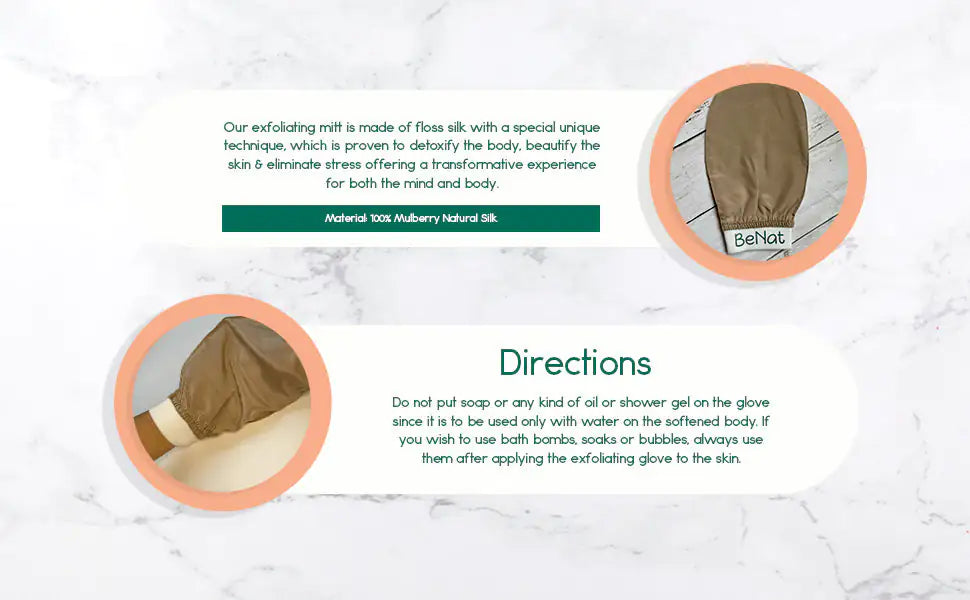 Gants de bain exfoliants en soie