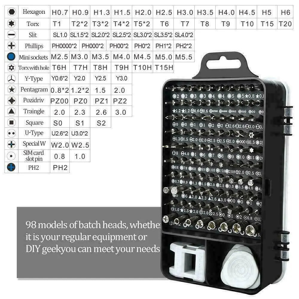 Jeu d'embouts de tournevis magnétiques pour iPhone Kit d'outils Macbook Montre de réparation 117PCS