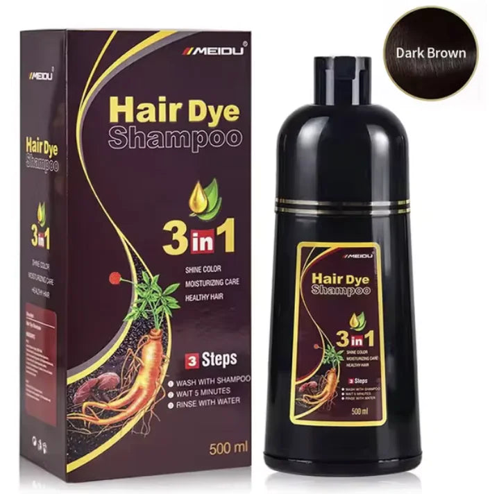 Shampooing de teinture capillaire naturelle 3-en-1 - Couverture grise rapide et facile, nettoie et nourrit
