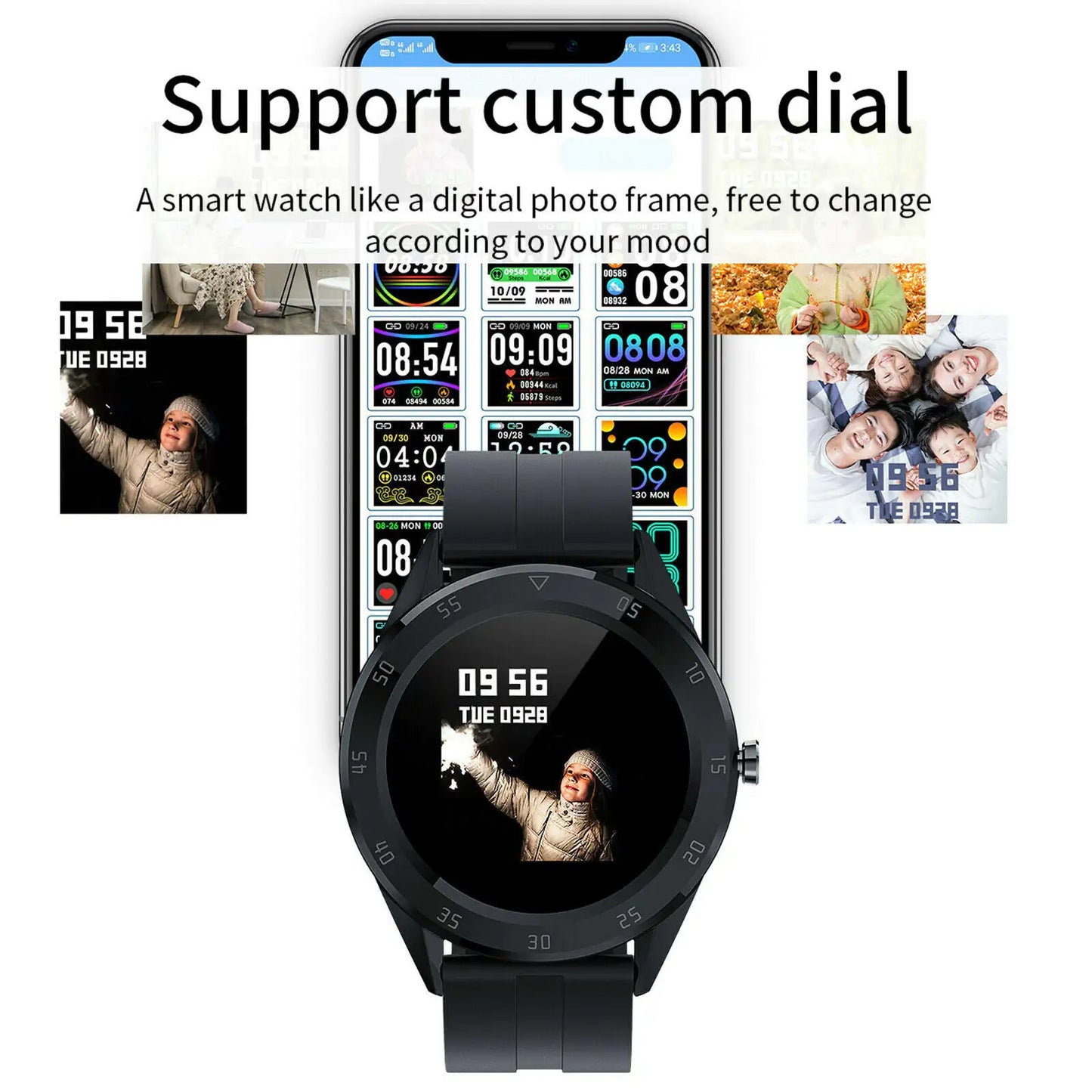 Waterproof Bluetooth Smart Watch Phone Mate Heart Rate Tracker Pour iOS Android