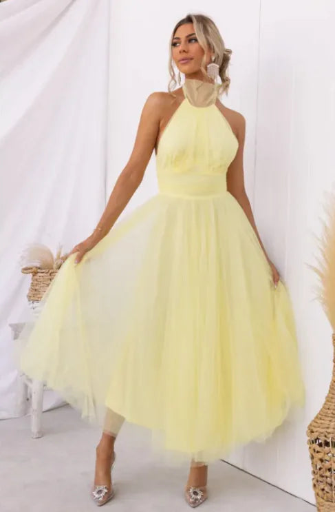 Robe décontractée à col roulé pour femmes en maille à col licou