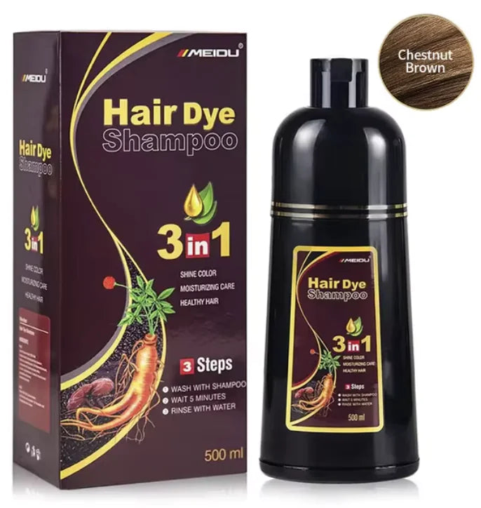 Shampooing de teinture capillaire naturelle 3-en-1 - Couverture grise rapide et facile, nettoie et nourrit
