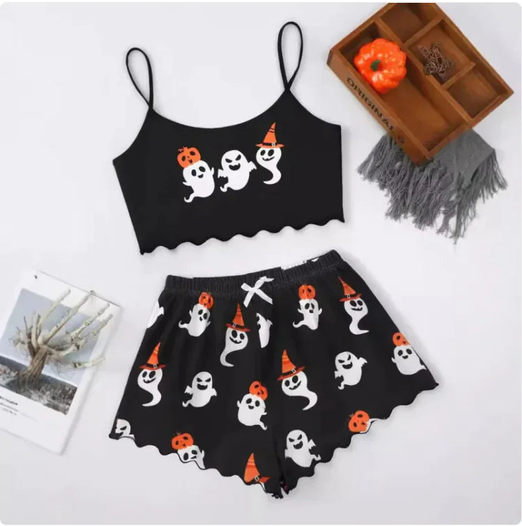 Ensemble de pyjama en polyester confortable pour femmes d'Halloween