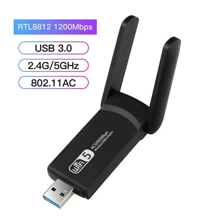 1200 Mbps Longue Portée AC1200 Dual Band 5GHz Wireless USB 3.0 WiFi Adapter Antennas
