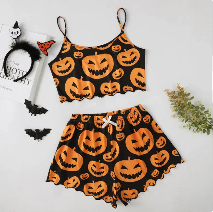 Ensemble de pyjama en polyester confortable pour femmes d'Halloween