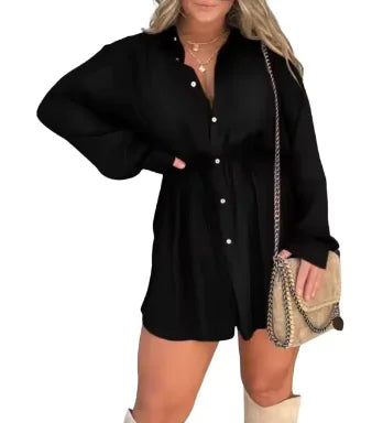Robe barboteuse à col en V pour femme