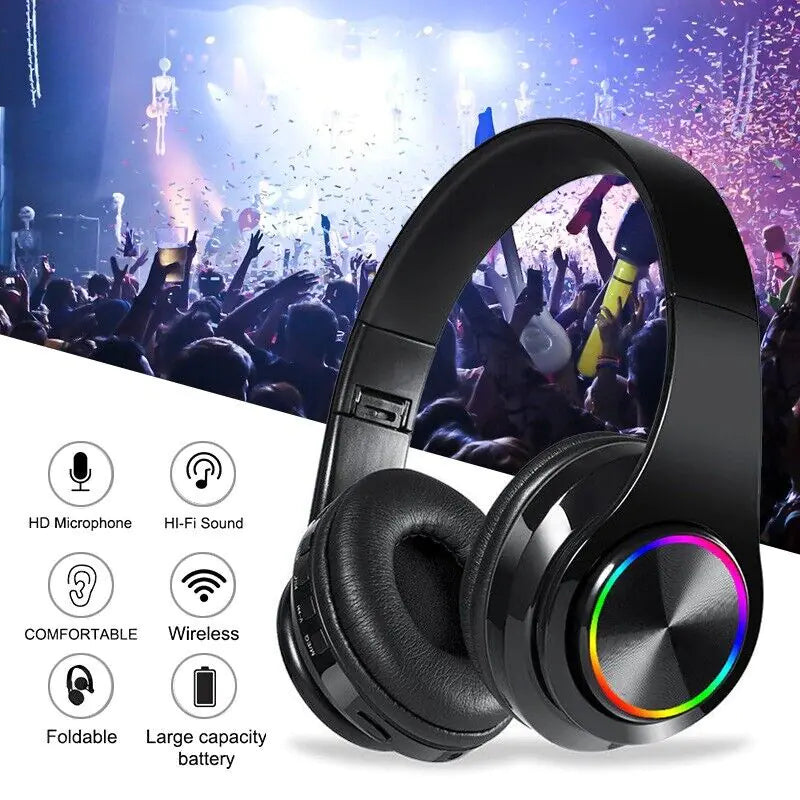 Casque Bluetooth sans fil Super Bass Écouteurs stéréo pliables Casques Micro