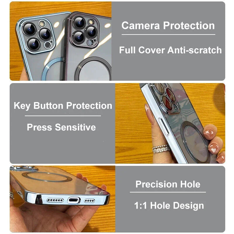 Pour Apple iPhone 14 13 12 11 Pro Max Case Mag Safe Couverture de l'objectif magnétique de l'appareil photo