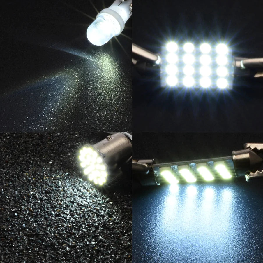 14Pcs T10 36mm LED Intérieur Accessoires de voiture Kit Carte Dôme Plaque d'immatriculation Lumières