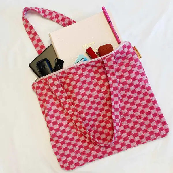 Sac fourre-tout à carreaux