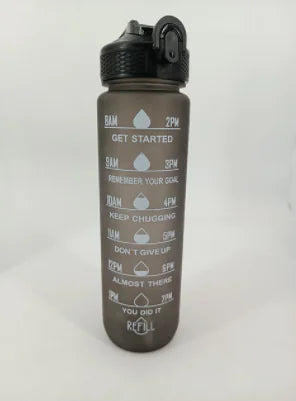 Bouteille d'eau de 1 litre Bouteille d'eau de sport de motivation étanche