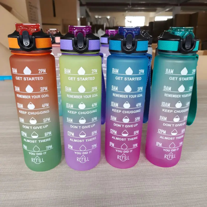 Bouteille d'eau de 1 litre Bouteille d'eau de sport de motivation étanche