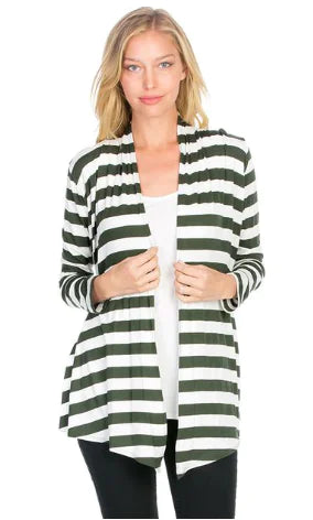 Cardigan à rayures - Olive